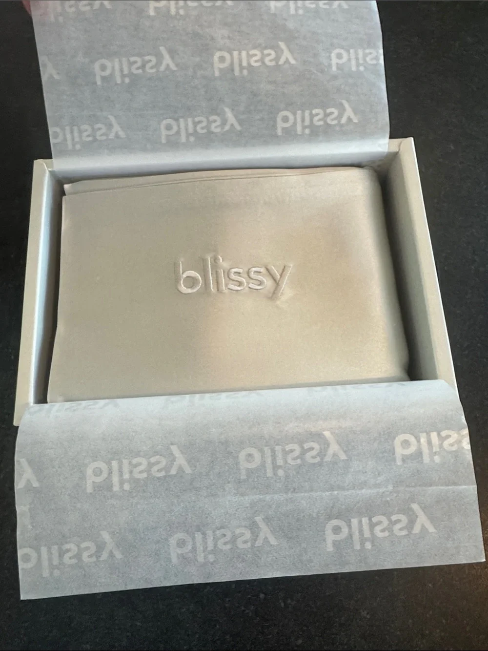 Blissy Ivory Satin Pillowcase with Embroidered Logo